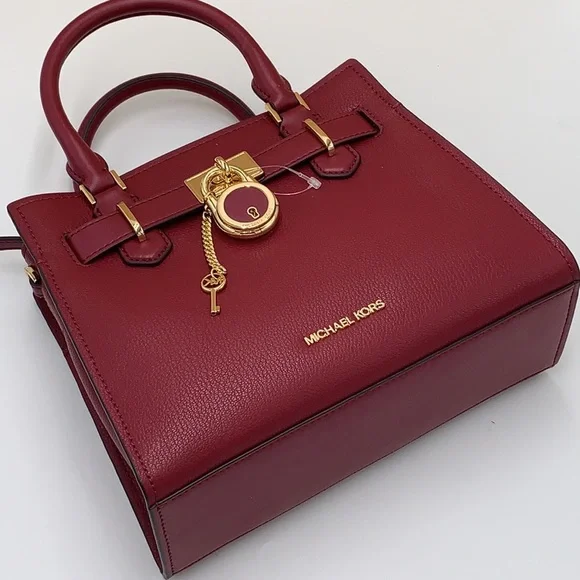 Michael Kors Hamilton Small Satchel Shoulder Crossbody Bag Dark cherry COLOR - Picture 8 of 16